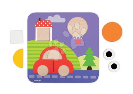 Puzzle pro nejmenší - Dřevěná vkládačka Učíme se tvary Janod 29 ks tvarů - 5