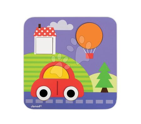 Puzzle pro nejmenší - Dřevěná vkládačka Učíme se tvary Janod 29 ks tvarů - 6
