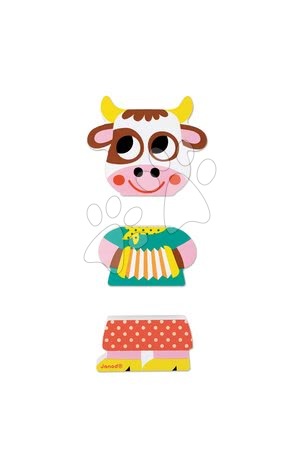 Puzzle pro nejmenší - Dřevěné magnetické figurky Farma Funny Magnets Janod - 2