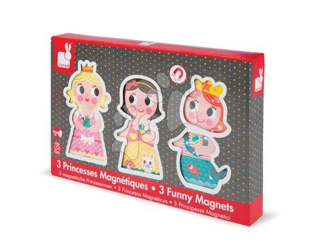 Puzzle pre najmenších - Drevené magnetické figúrky Princezné Funny Magnets Janod - 3