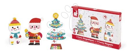 Puzzle dla najmłodszych - Drewniane figurki magnetyczne Święty Mikołaj i jego przyjaciele Funny Magnets Janod - 4