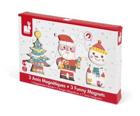 Puzzle dla najmłodszych - Drewniane figurki magnetyczne Święty Mikołaj i jego przyjaciele Funny Magnets Janod - 5