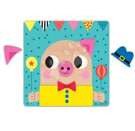 Puzzle pro nejmenší - Dřevěná magnetická hra Sestav zvířátka Janod - 6