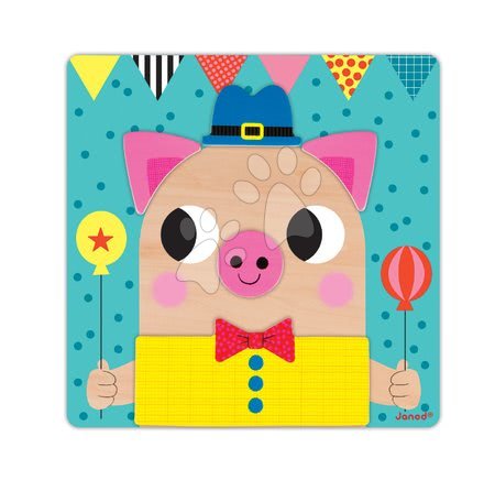 Puzzle pro nejmenší - Dřevěná magnetická hra Sestav zvířátka Janod - 7