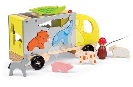 Nákladní auta - Dřevěný kamion Multi Animo Maxi Truck Janod - 1