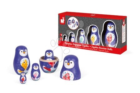 Vývoj motoriky - Dřevěné matrjošky Rodina tučňáků Zigolos Janod - 1