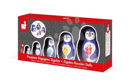 Vývoj motoriky - Dřevěné matrjošky Rodina tučňáků Zigolos Janod - 5