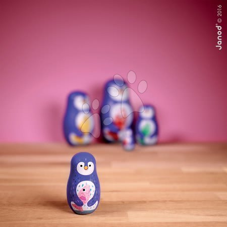 Vývoj motoriky - Dřevěné matrjošky Rodina tučňáků Zigolos Janod - 6