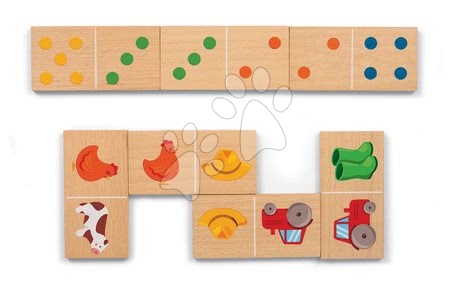 Domino a Lotto - Dřevěné domino Barnyards Dominoes Janod - 1