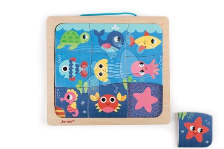 Puzzle pro nejmenší - Dřevěné magnetické puzzle Happy Fish Magneto Janod - 1