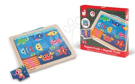 Puzzle pro nejmenší - Dřevěné magnetické puzzle Happy Fish Magneto Janod - 3