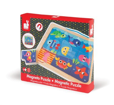 Puzzle pro nejmenší - Dřevěné magnetické puzzle Happy Fish Magneto Janod - 4