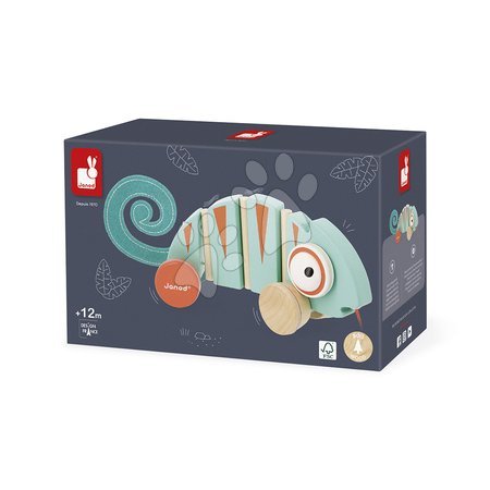 Jucării de tras din lemn - Jucărie de tras din lemn Chameleón Pull-Along Tropik Janod - 4