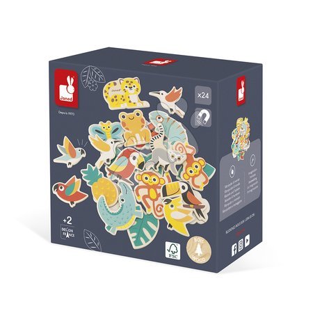 Магнити за деца - Дървени магнитчета Тропически животни Tropical Magnets Set Tropik Janod - 4