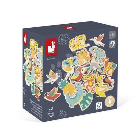 Магнити за деца - Дървени магнитчета Тропически животни Tropical Magnets Set Tropik Janod - 5