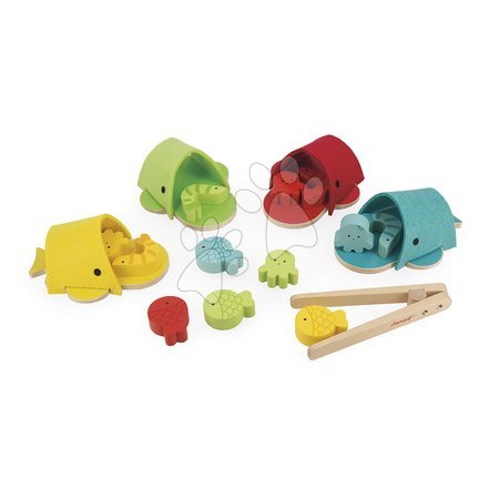 Dřevěné didaktické hračky - Didaktická hračka na triedenie Montessori Veľryby Whales Colour Matching Game Janod - 2