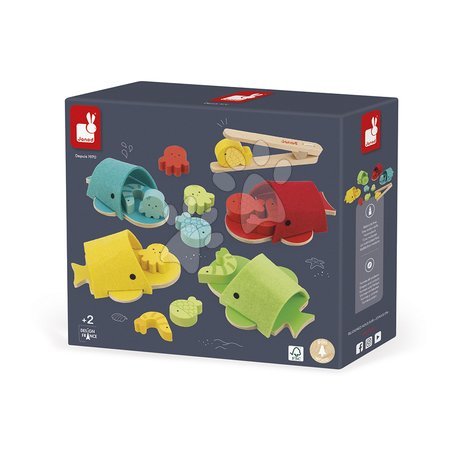 Dřevěné didaktické hračky - Didaktická hračka na triedenie Montessori Veľryby Whales Colour Matching Game Janod - 6