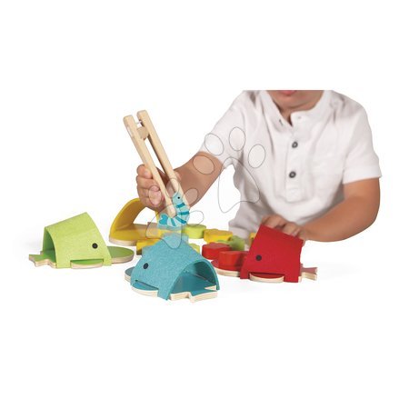Dřevěné didaktické hračky - Didaktická hračka na triedenie Montessori Veľryby Whales Colour Matching Game Janod - 5