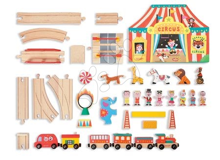 Autodráhy - Dřevěná magnetická stavebnice Express Cirkus Story Set Janod - 1