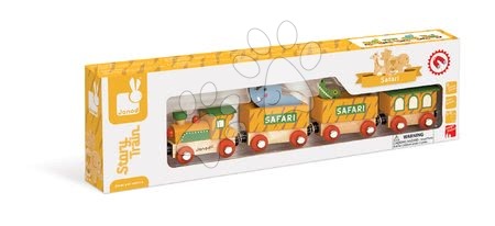 Zemědělské stroje - Dřevěný magnetický vlak Safari Story Set Janod - 1
