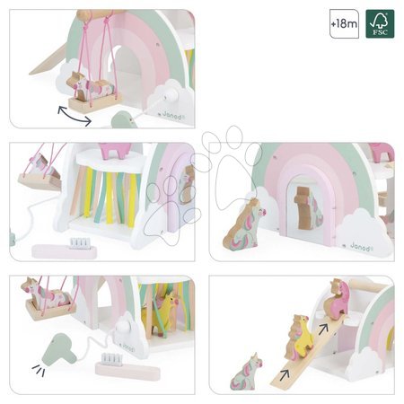 Дървени къщички - Дървена къщичка за еднорози Unicorn House Janod - 9