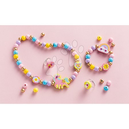 Lucru manual și creație - Set pentru confecționarea bijuteriilor - Mărgele din lemn Țara curcubeului Wooden Jewellery Rainbow Land Atelier Janod - 2