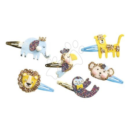 Lucru manual și creație - Set pentru fabricarea bijuteriilor Agrafe de păr Animale exotice Glitter Hair Clips Exotic Animals Atelier Janod - 13