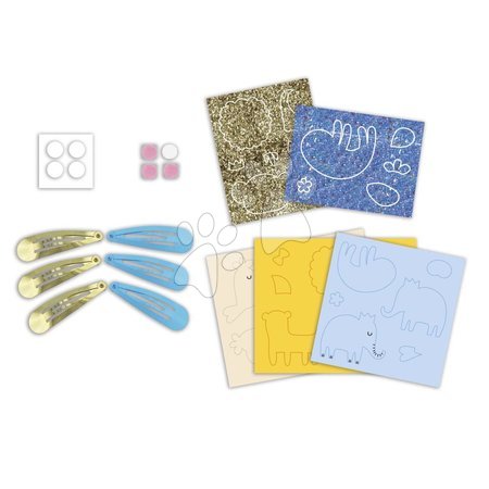 Lucru manual și creație - Set pentru fabricarea bijuteriilor Agrafe de păr Animale exotice Glitter Hair Clips Exotic Animals Atelier Janod - 11