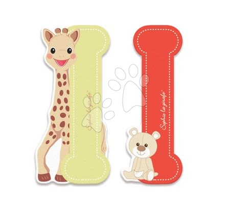 Janod - Dřevěné písmeno I Sophie The Giraffe Janod lepící 7 cm béžové/červené od 3 let