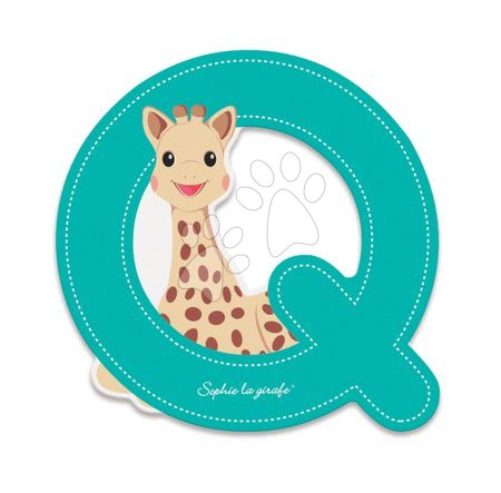 Janod - Dřevěné písmeno Q Sophie The Giraffe Janod lepící 7 cm tyrkysové od 3 let