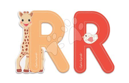 Janod - Dřevěné písmeno R Sophie The Giraffe Janod lepící 7 cm oranžové/ červené od 3 let