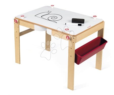 Janod - Dřevěná školní lavice a tabule Splash Janod 2v1 magnetická, polohovatelná s poličkou a doplňky od 3 let