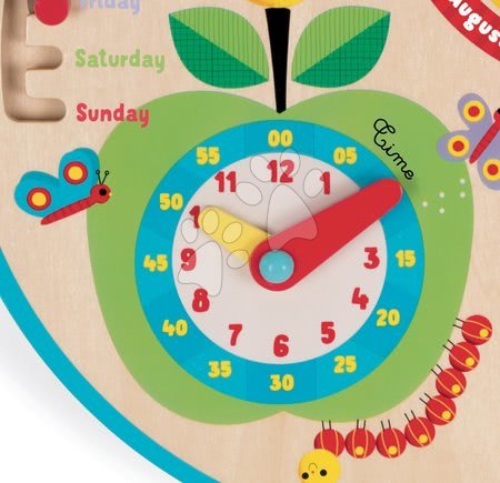 Dekorace do dětských pokojů - Dřevěný lunární kalendář s hodinami Over time Janod - 4