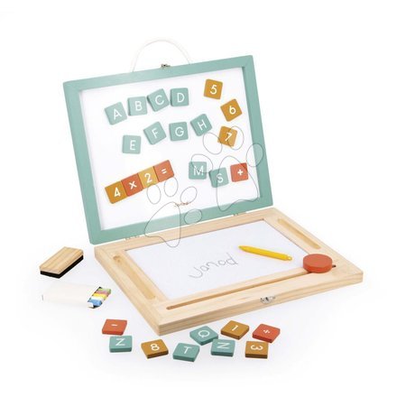 Školské tabule - Drevený kufrík s magnetickou tabuľou 4v1 Slate Janod