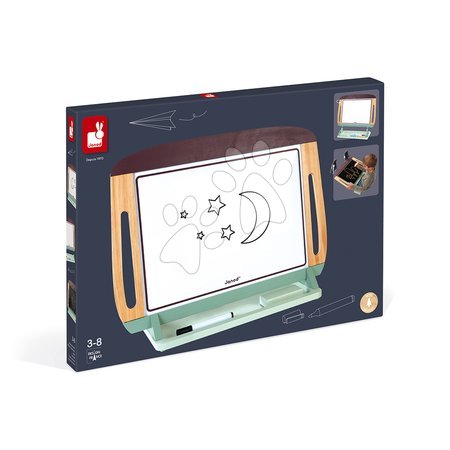 Školní tabule - Drevená magnetická tabuľa na stôl White and Blackboard Table Janod - 1