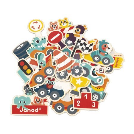 Магнити за деца - Дървени магнитчета Коли Car Magnets Janod - 4