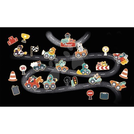 Магнити за деца - Дървени магнитчета Коли Car Magnets Janod - 3