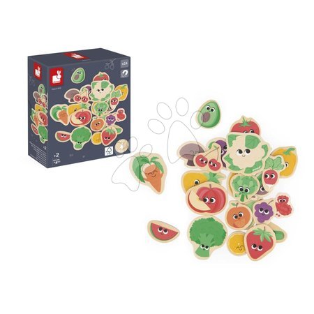 Магнити за деца - Дървени магнитчета Плодове и Зеленчуци Fruit & Vegetable Magnets Janod - 3