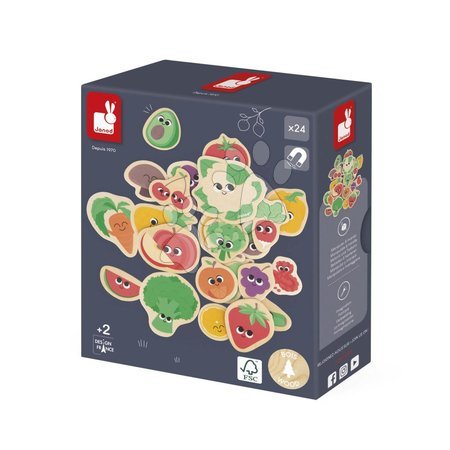 Магнити за деца - Дървени магнитчета Плодове и Зеленчуци Fruit & Vegetable Magnets Janod - 4