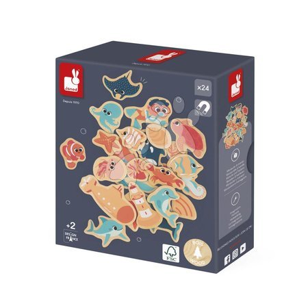 Магнити за деца - Дървени магнитчета Морски свят Sea Life Magnets Janod - 4