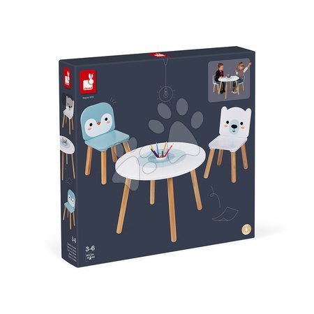 Mobiliário infantil de madeira - Mesa de madeira com cadeiras Table and Chairs Polar Janod - 4