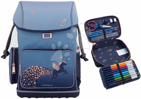 Sady školních pomůcek - Set školní batoh velký Ergomaxx Unicorn Universe a penál s psacími potřebami Jeune Premier