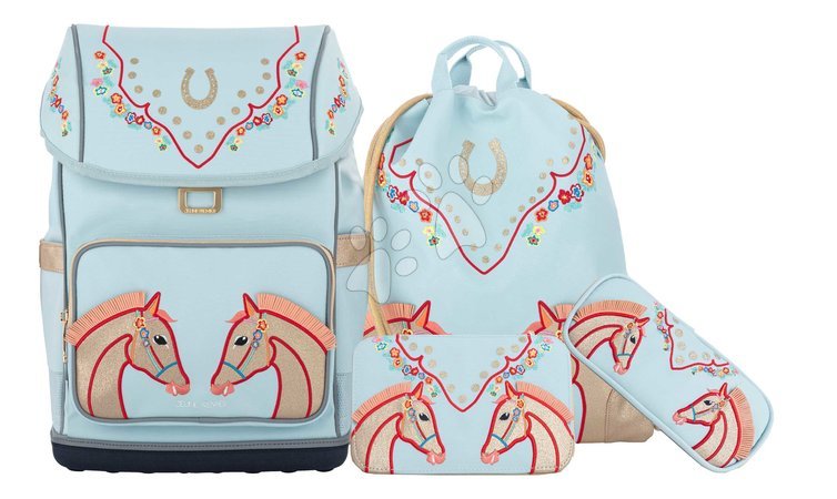 Schulbedarf-Sets vom Hersteller Jeune Premier - Set: Großer Schulrucksack Ergomaxx Cavalerie Florale Jeune Premier