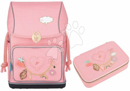 Školské potreby - Set školský batoh veľký Ergomaxx Vichy Love Pink a peračník s písacími potrebami Jeune Premier