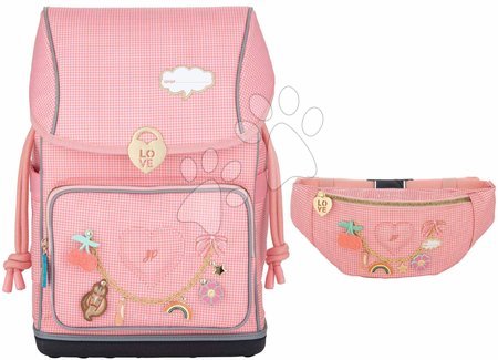 Školské potreby - Set školský batoh veľký Ergomaxx Vichy Love Pink a ľadvinka Fanny Jeune Premier