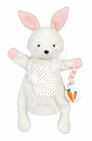 Bábky pre najmenších - Plyšový zajačik bábkové divadlo Robin Rabbit Kachoo Kaloo s príveskom mrkvička 30 cm pre najmenších od 0 mes