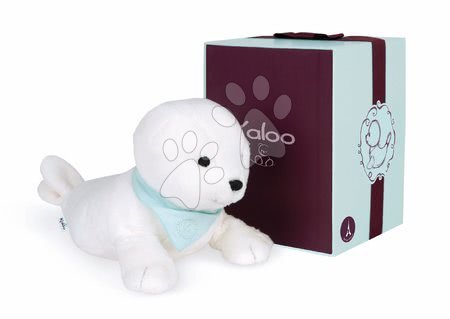 Plyšové hračky - Plyšový tuleň Seal Les Amis Kaloo biely so šatkou 25 cm z jemnej plyše v darčekovej krabičke od 0 mes