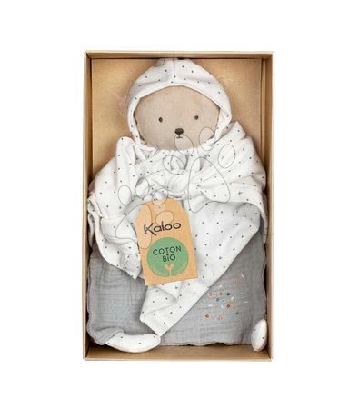 Hračky na mazlení DouDou - Textilní medvěd šedý Organic Cotton Doudou Bear Grey Kaloo - 3