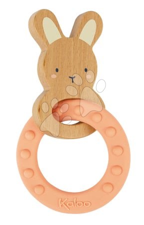 Ropotuljice in grizala - Grizalo z lesenim zajčkom My Rabbit Teething Ring Home Kaloo
