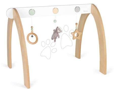 Jucării pentru bebeluși - Centru de activități din lemn și ursuleț de pluș My Activity Gym Home Kaloo cu zornăitoare și steluță 65*45 cm de la 0-10 luni